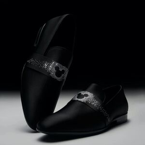 Aldo X Disney Collab 100 Anniversay Men's Black Slip-On Sequined Loafers Size 10